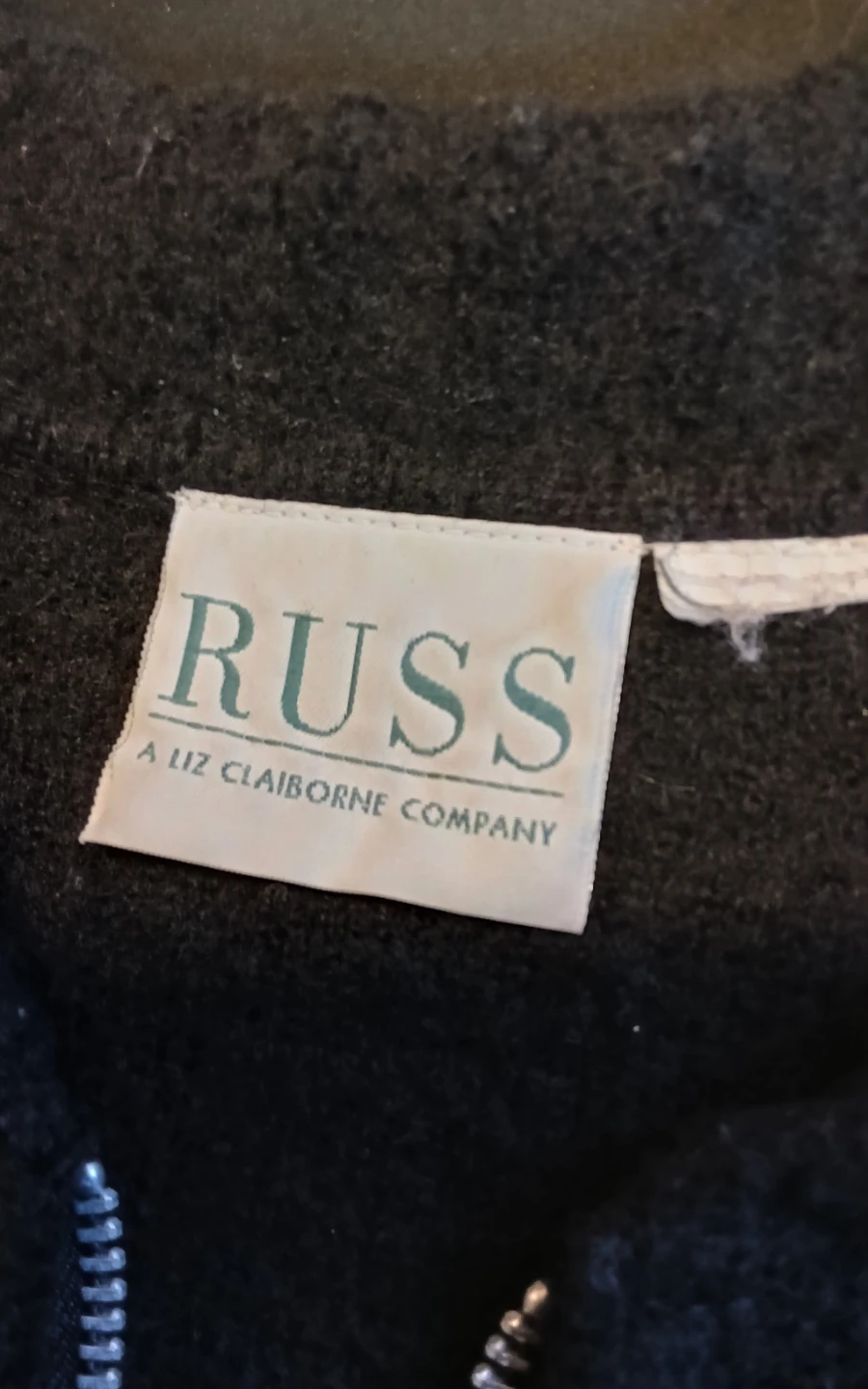 Russ Liz Claiborne Black Zip-Up Jacket Black Boiled Wool - photo 2