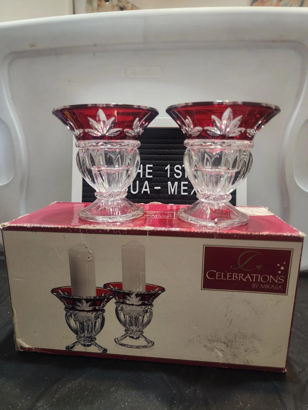 Celebrations by Mikasa Corinth Ruby Candle Holders, Set of 2 - photo 4