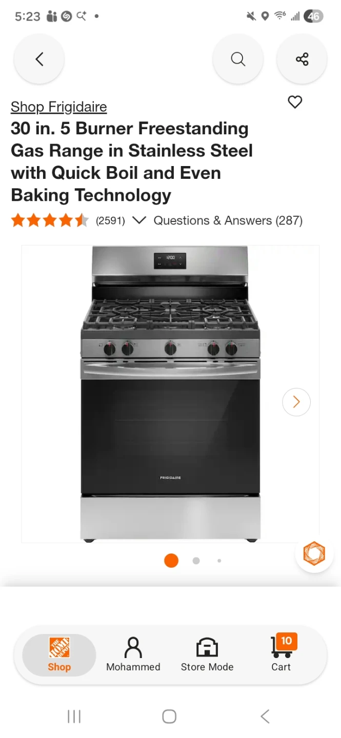 Frigidaire 30 inch gas range brand new with warranty