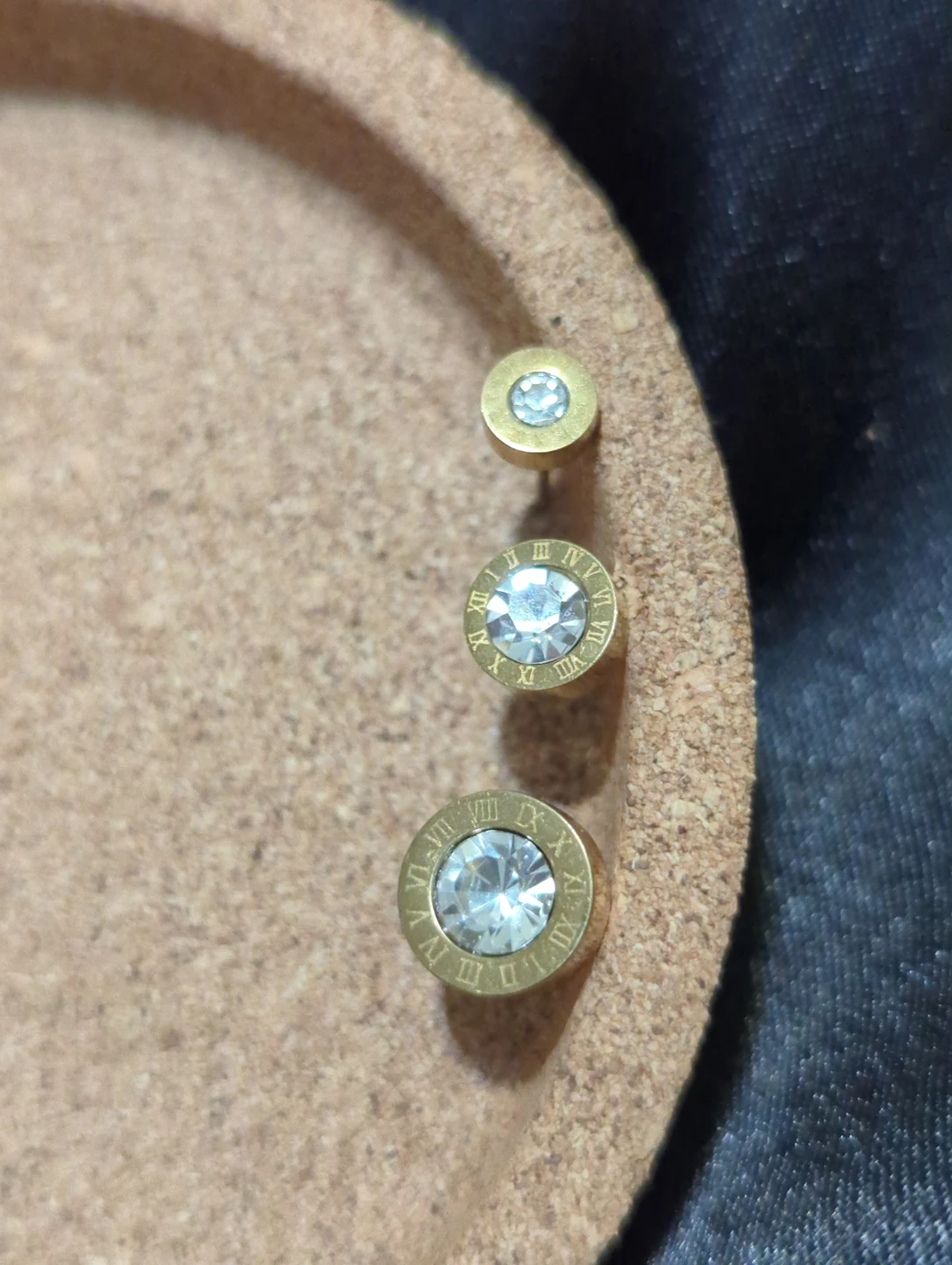 Set of 3 Pairs Gold-Tone Roman Numeral Stud Earrings - photo 2