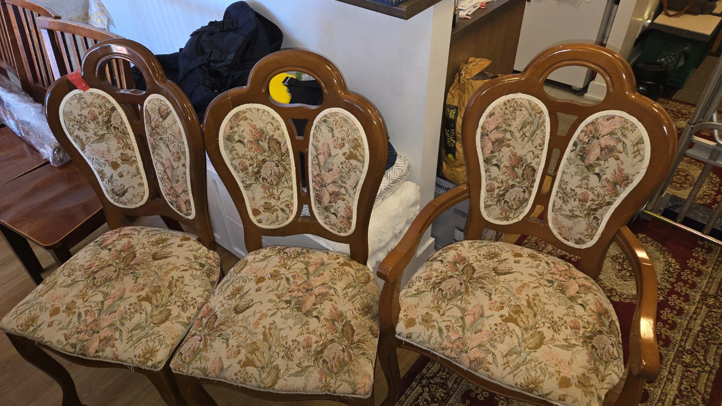 Vintage Floral Wooden Dining Chairs