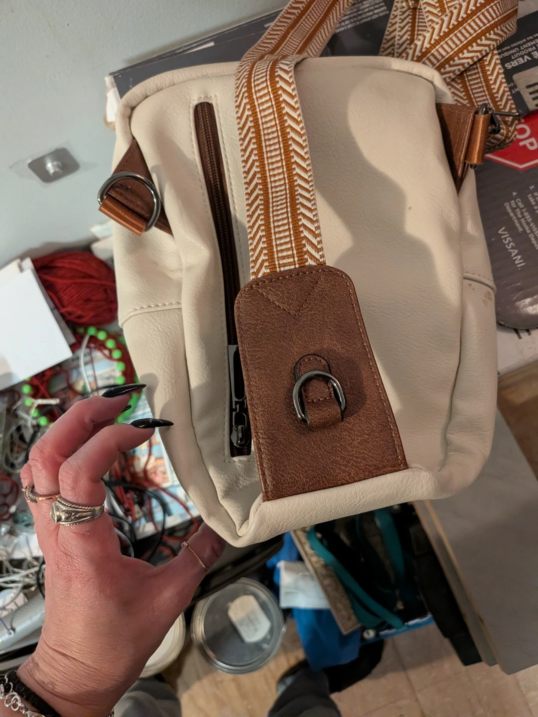 Latmap Cream and Brown Sling Bag - photo 2
