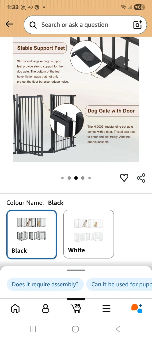 Bnib HIDOG Freestanding Pet Gate with Door - Black - photo 5