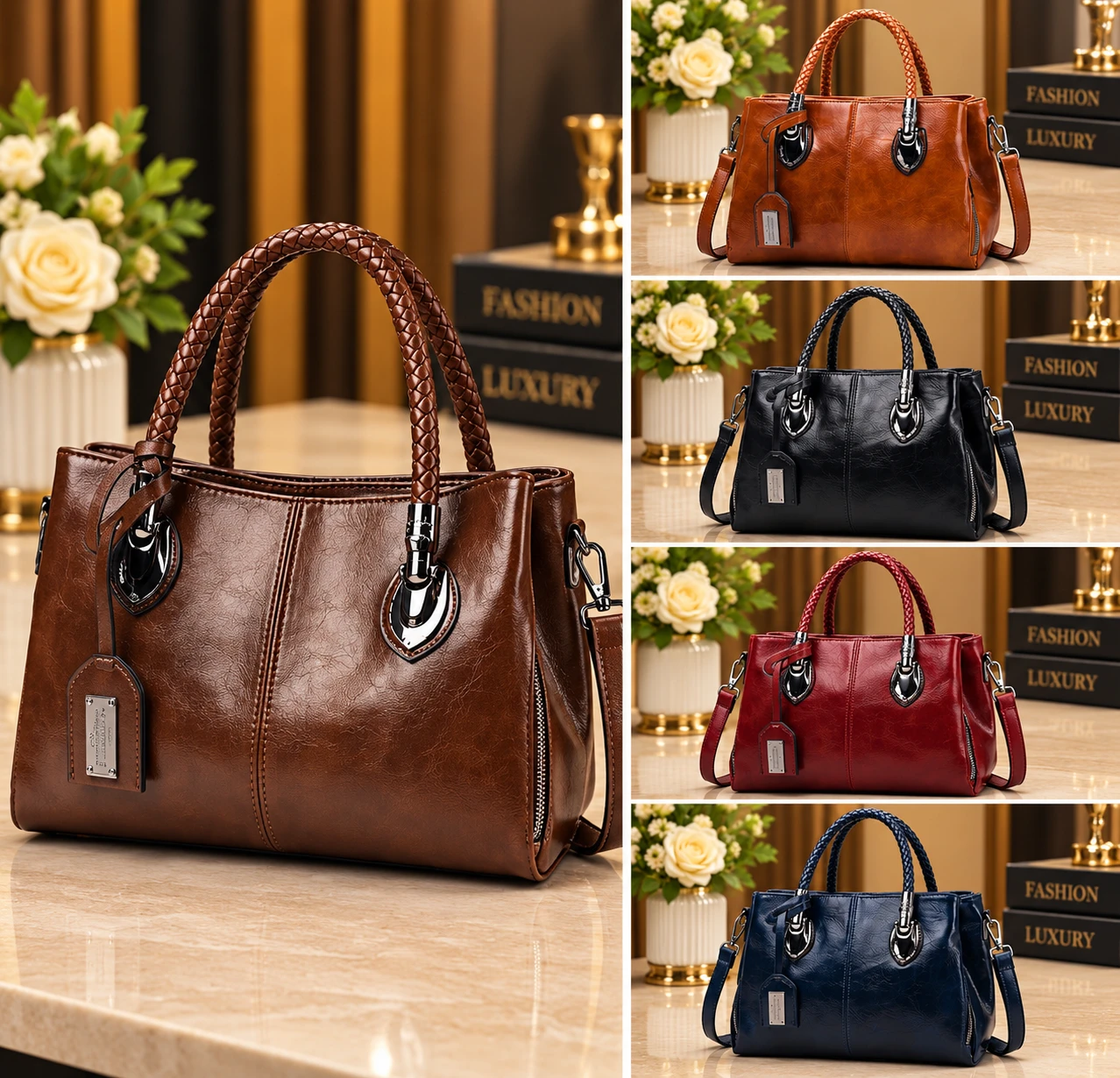 Braided Handle Handbag