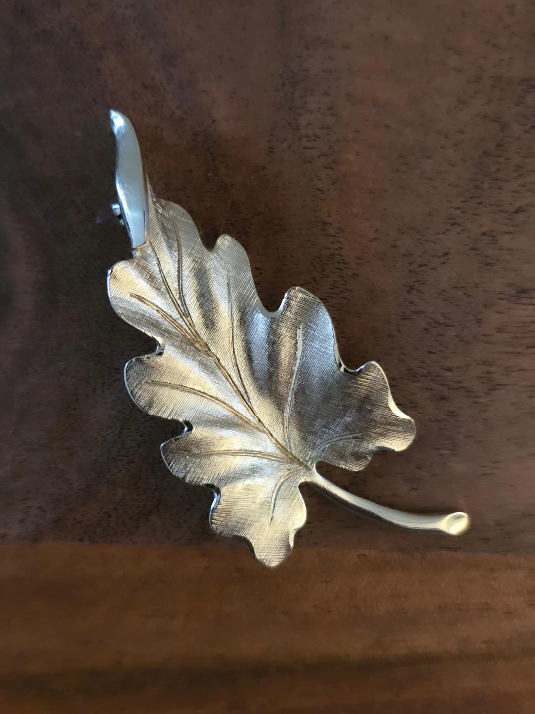 Monet Gold Tone Leaf Brooch