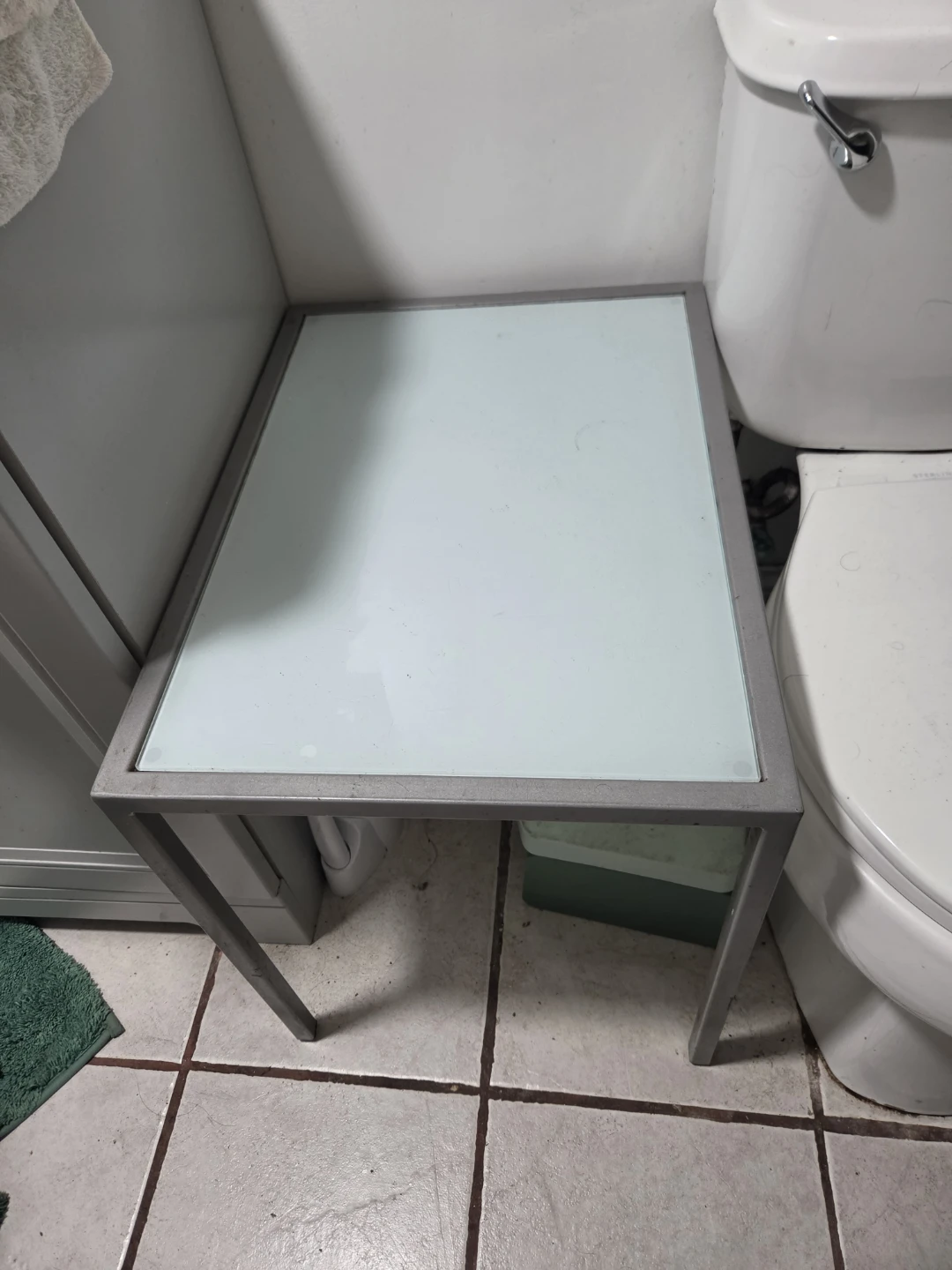 Metal and Frosted Glass Side Table
