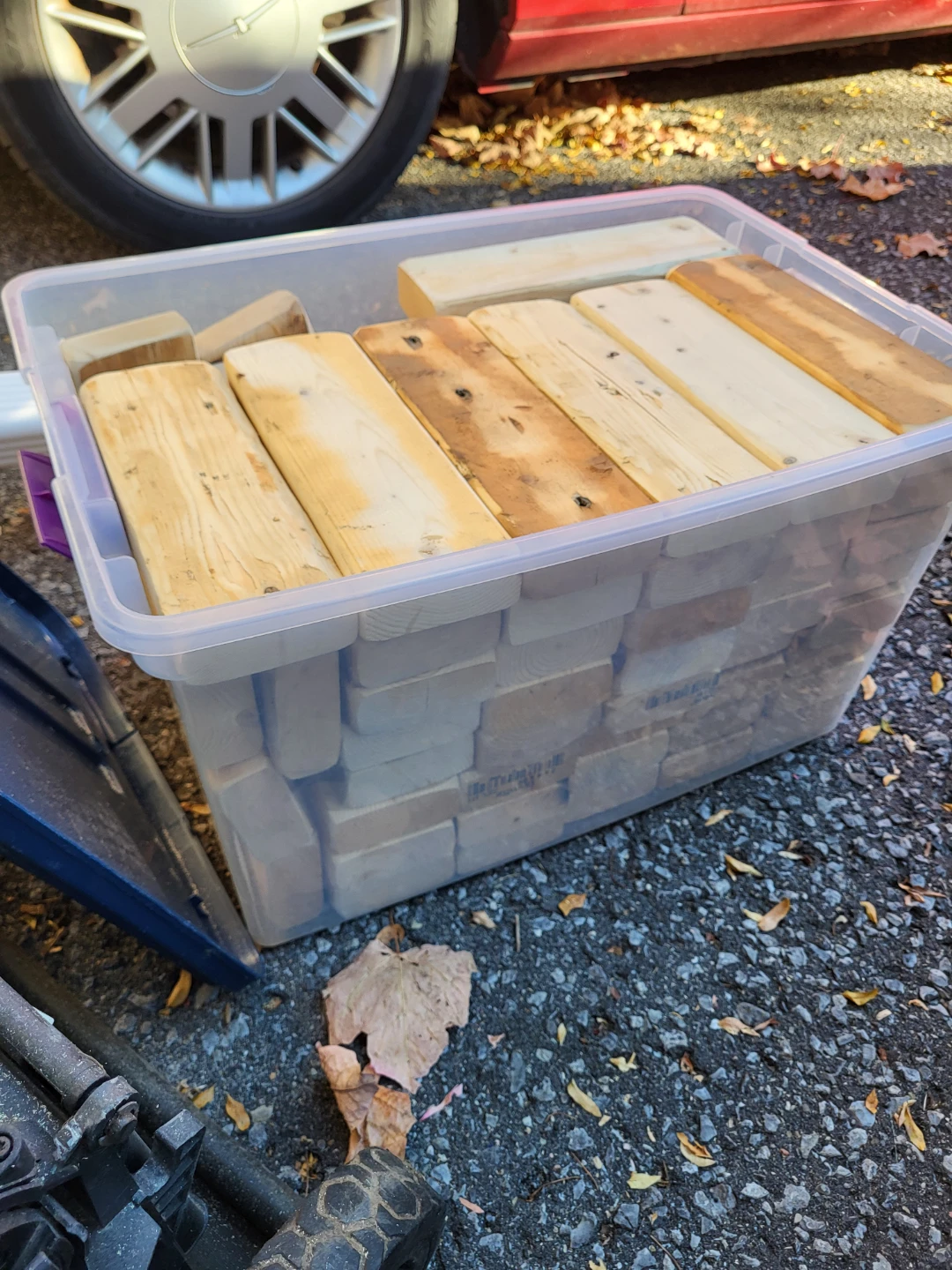 54 Wood Blocks/ Giant Jenga  in Plastic Bin