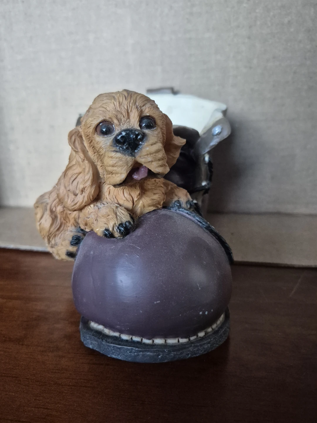 Vintage Puppy on Boot  Planter