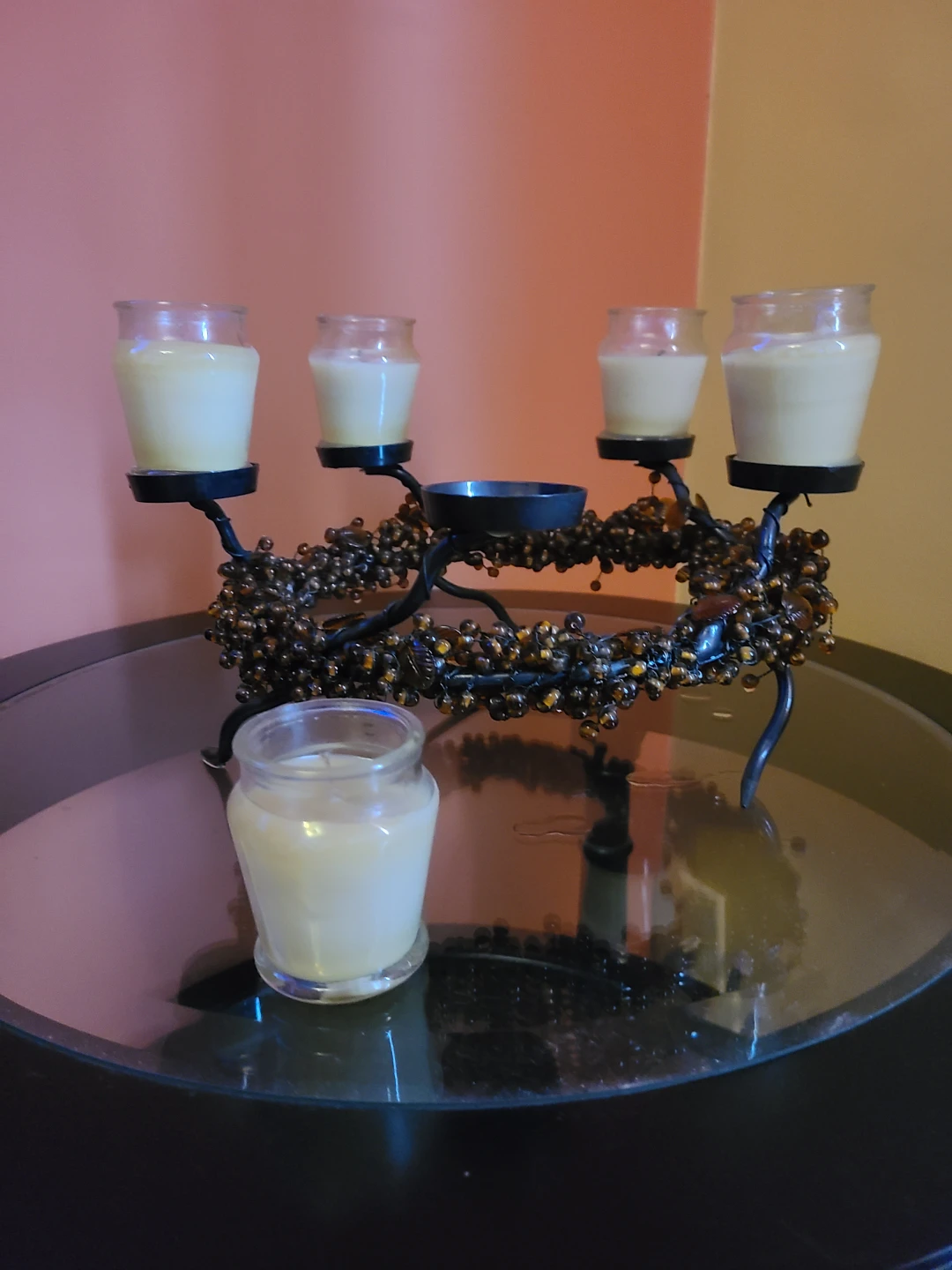 Decorative Bead Candle Wreath with Candle Holders - photo 2