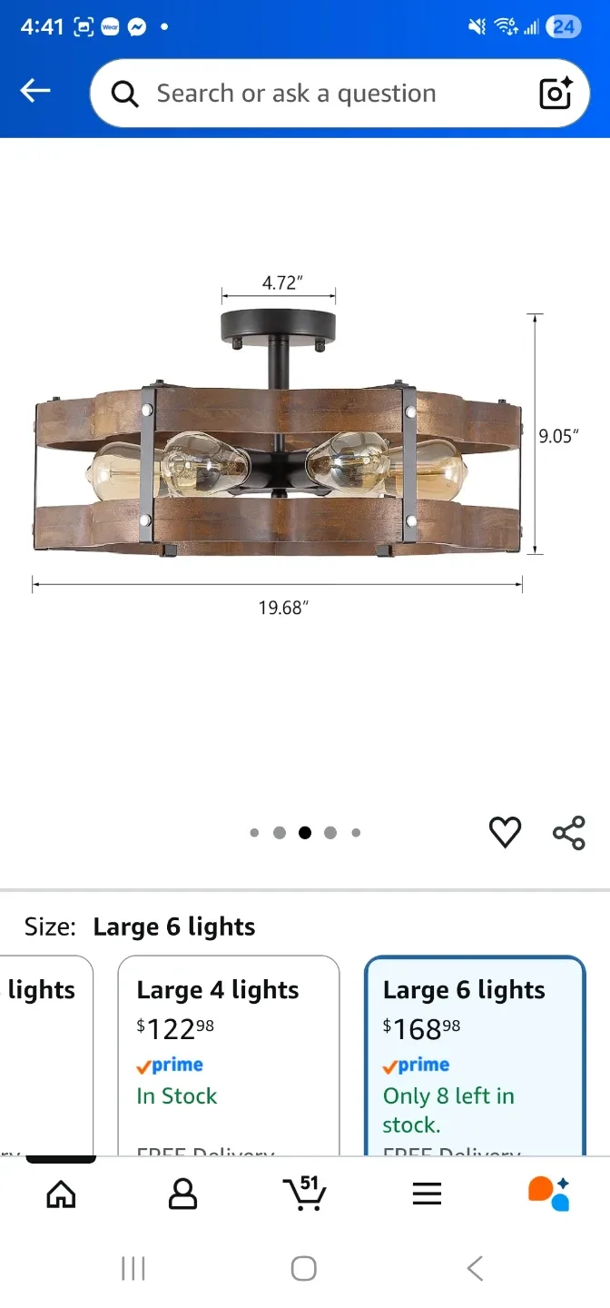 RKUCSR 6-Light Rustic Wood Ceiling Fixture - photo 4