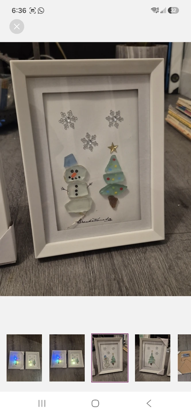 Set of 2 LED Lighted Sea Glass Christmas Frames - photo 3
