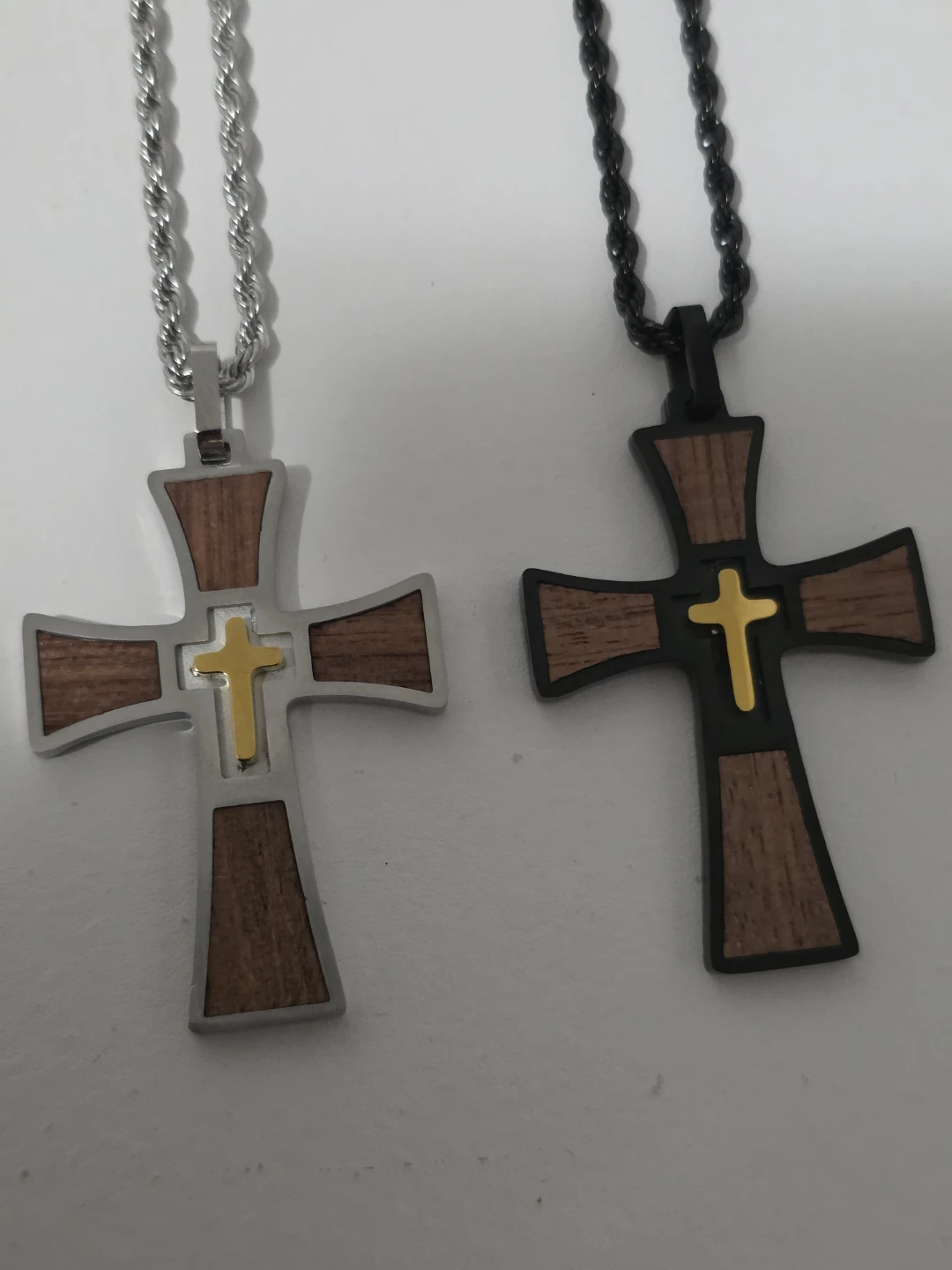 Stainless Steel Cross Pendant Necklaces with Rope Chain - photo 4
