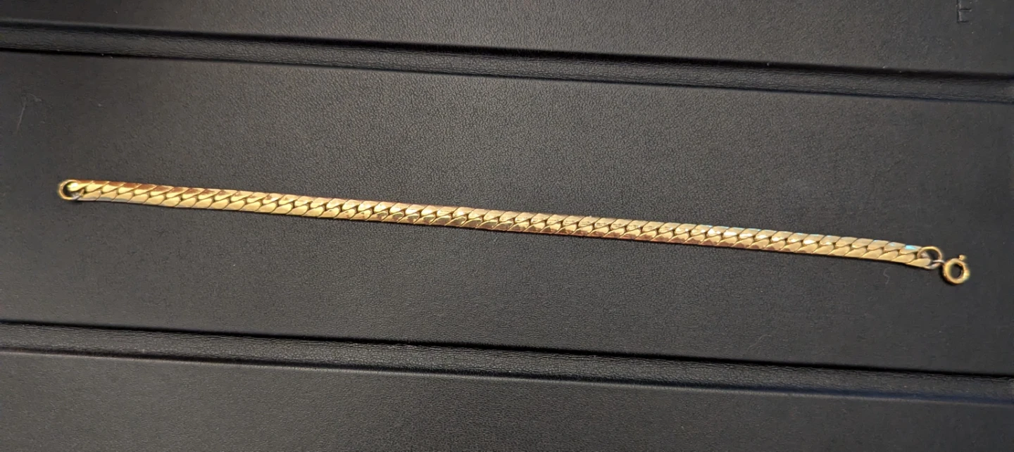 Gold Tone Herringbone Chain 8" Bracelet