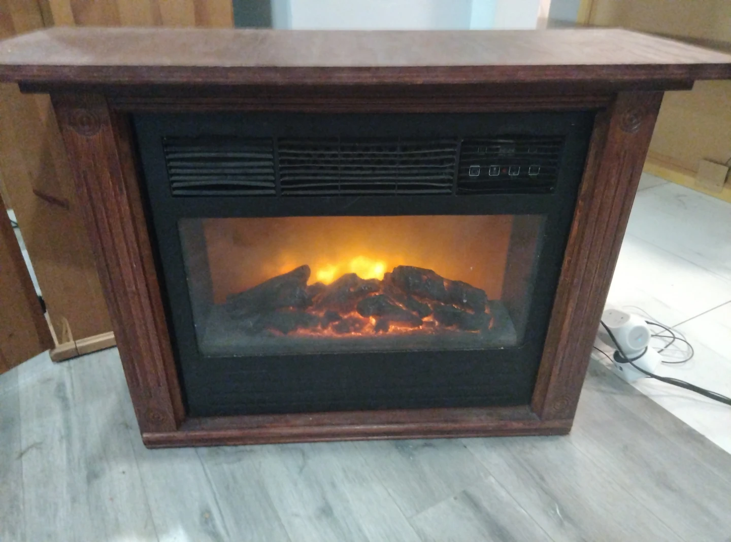 Electric Fireplace with Wooden Mantel - photo 2