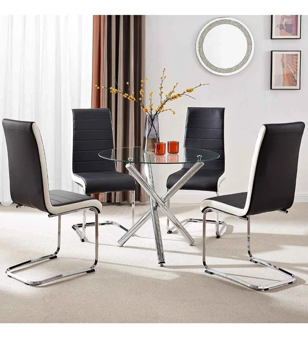 Like new dining glass table W 4 chairs  delivery availabe