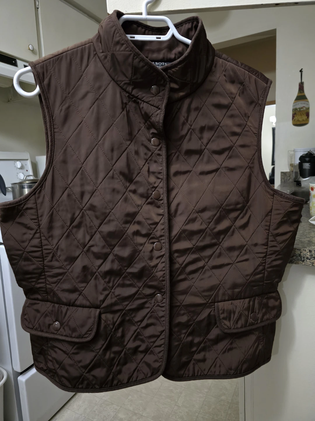 Talbots Petites Quilted Brown Vest size L-XL