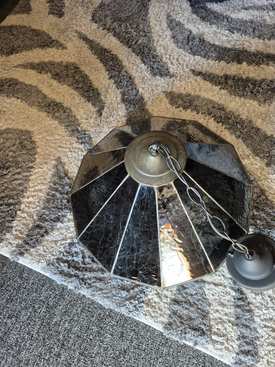 Black panel, clear prisms stain glass hanging light - photo 3