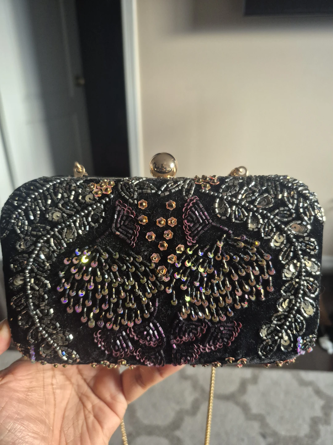Beaded Black Velvet Clutch Bag - photo 2