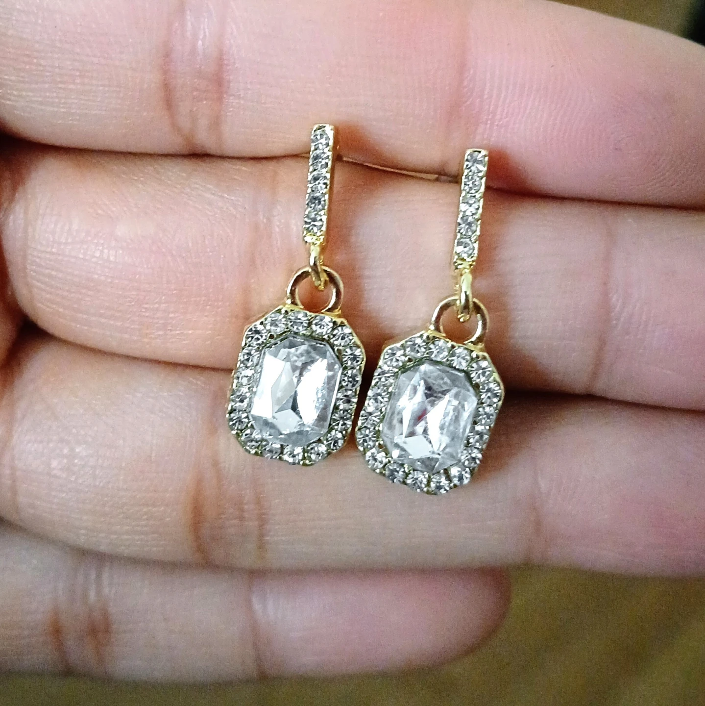 Gold-tone Crystal Drop Earrings