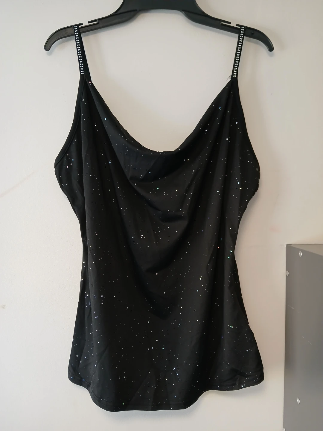 NEW Black Sparkly Rhinestone Cowl Neck Cami – XL - photo 2