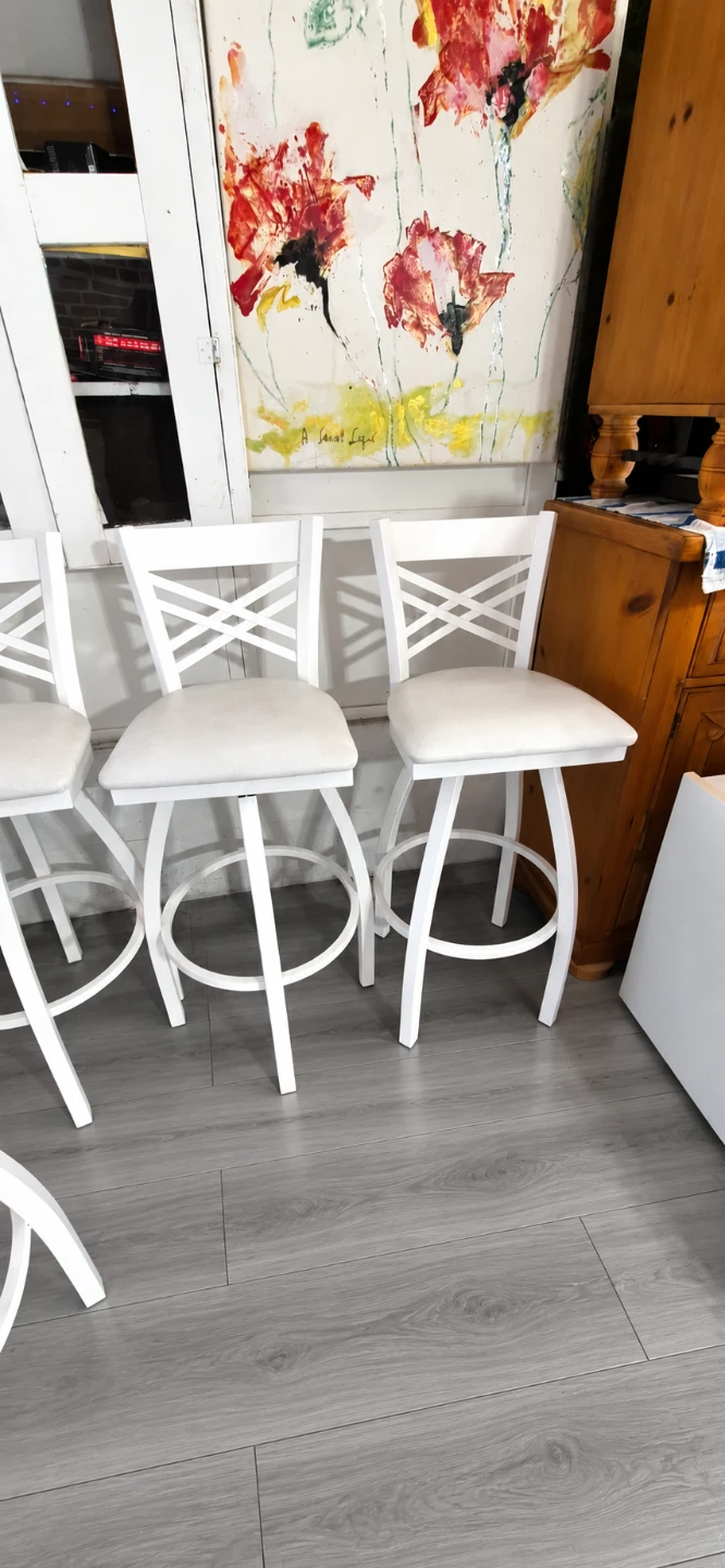 Set of 4 White X-Back Swivel Bar Stools - photo 3