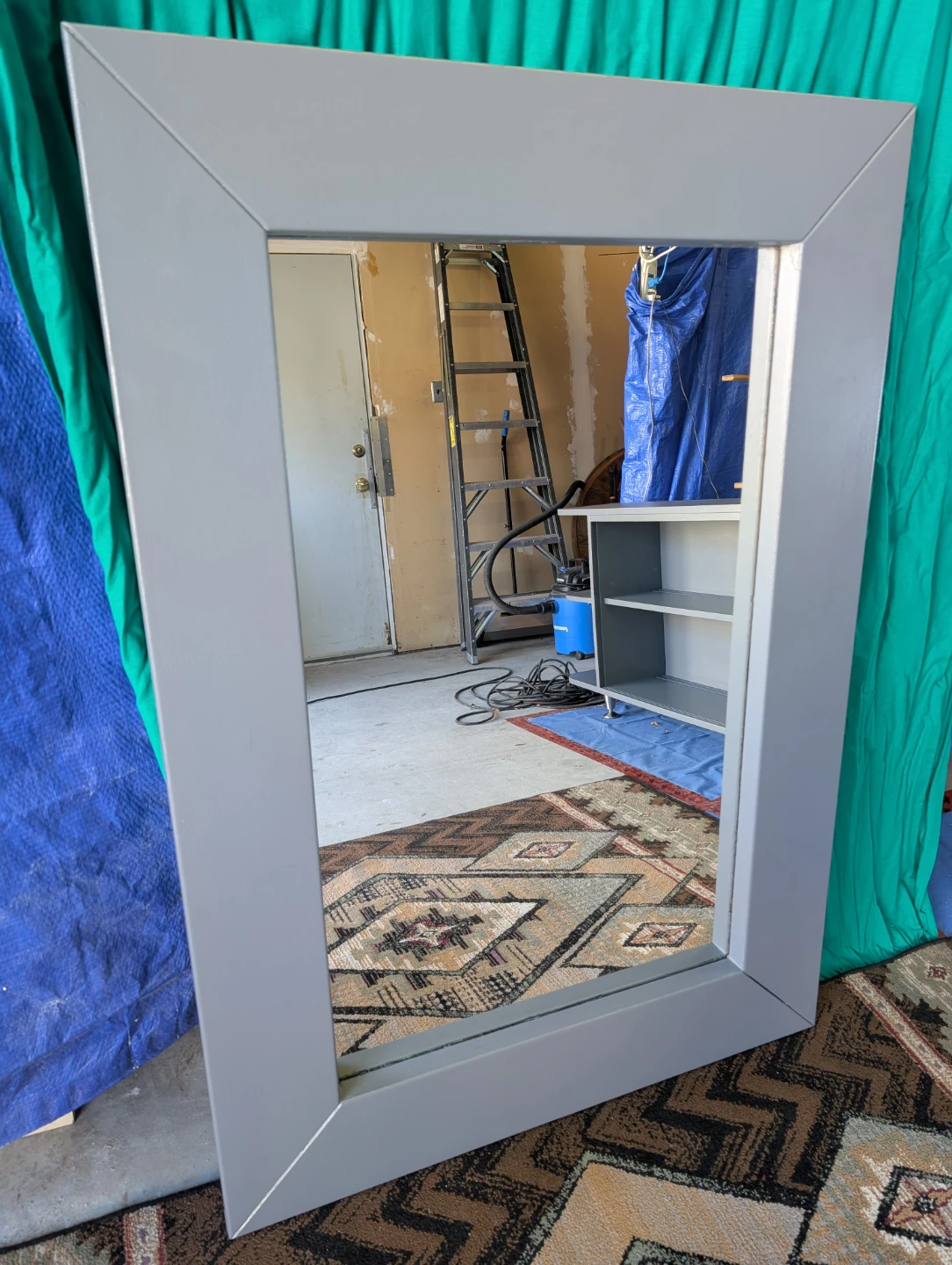 Large grey framed wall mirror - photo 3