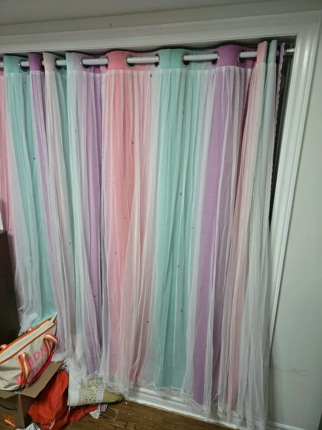 Pastel Star Print Grommet Curtains - photo 2