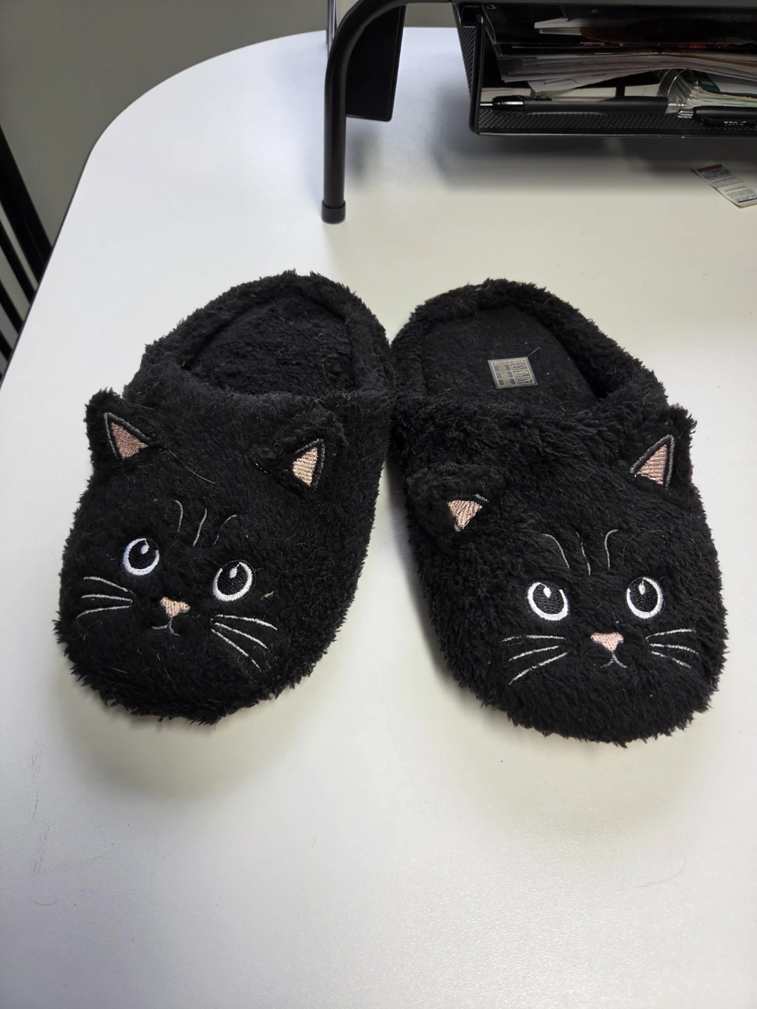 Black Cat Fuzzy Slippers