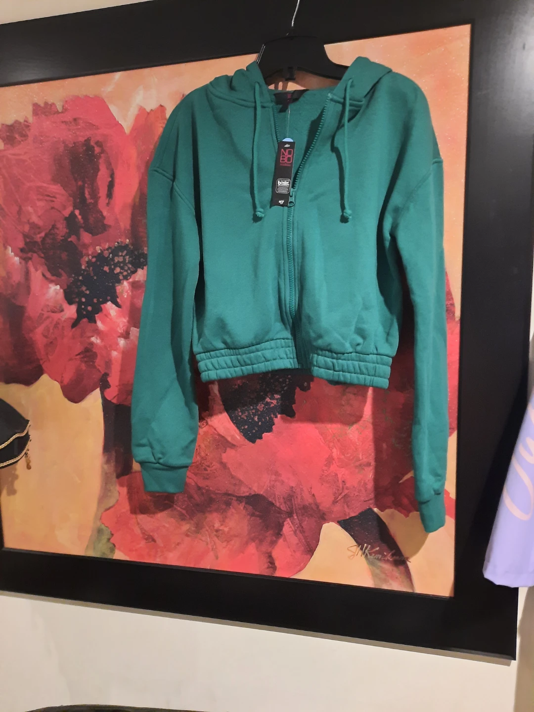 Nobo Teal Crop Zip-Up Hoodie - Size S/P