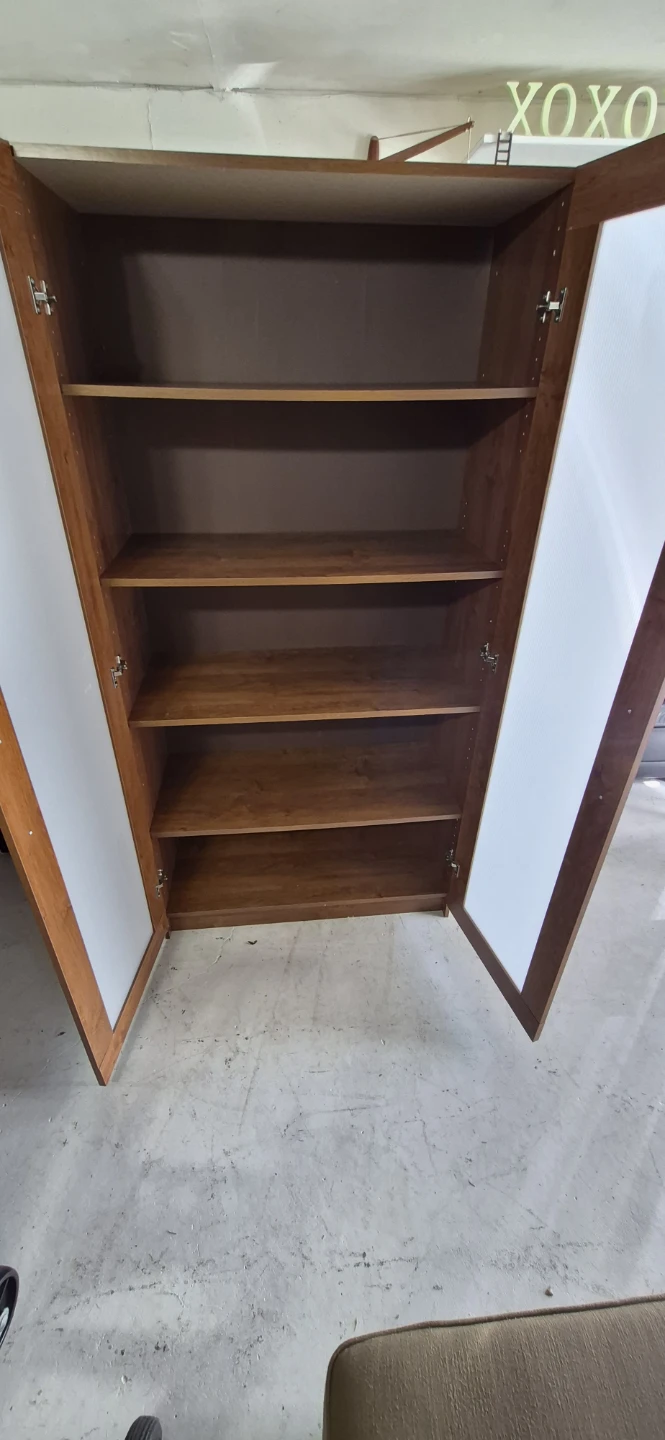 Tall Wooden Storage Cabinet with Glass Doors - photo 2