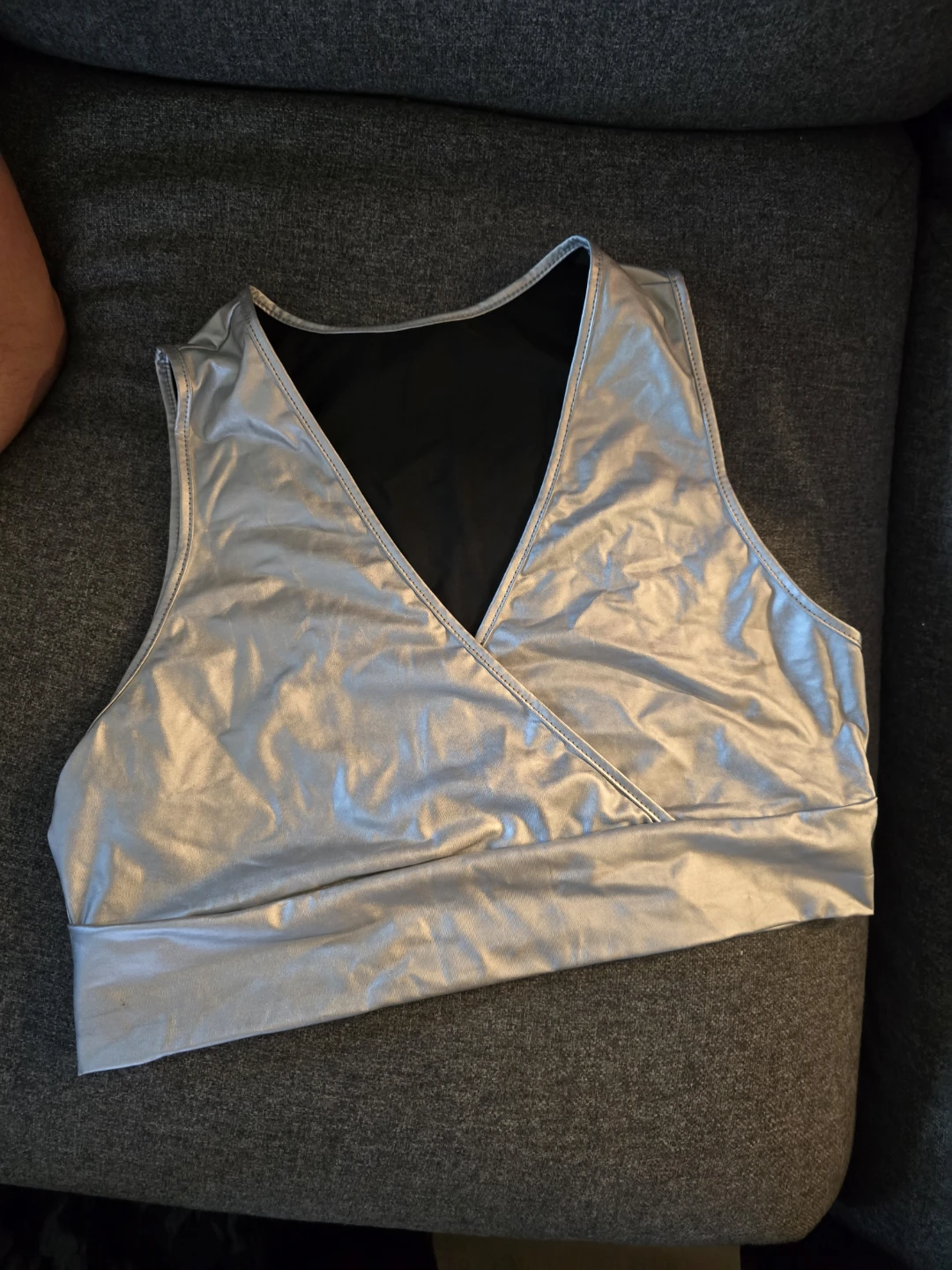 Silver metallic crop top size XL
