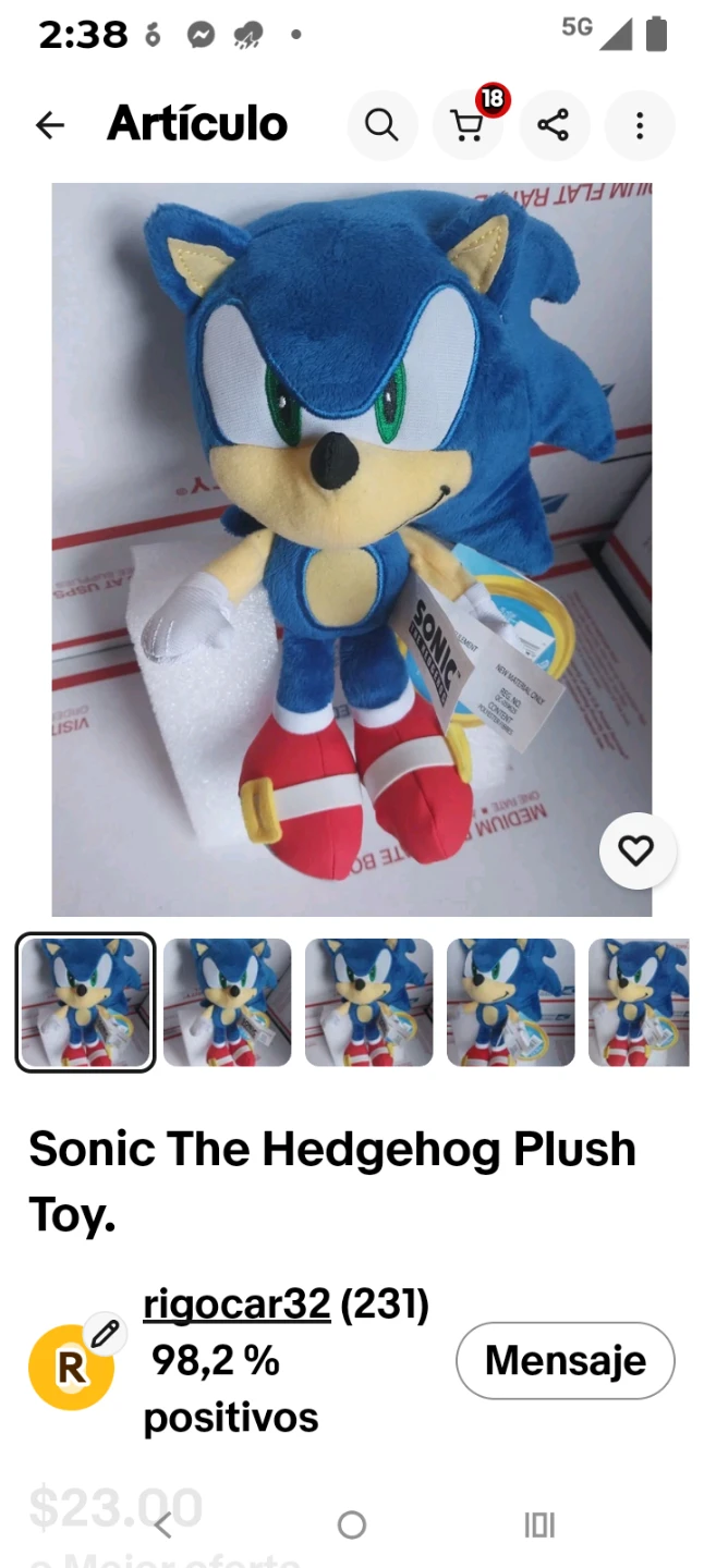 Peluche clásico Sonic