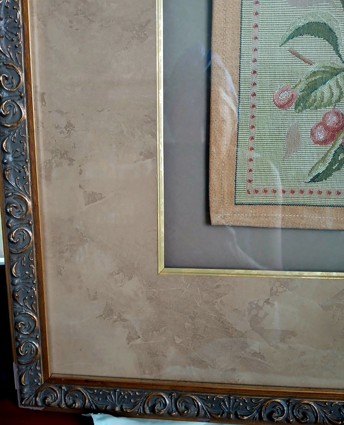 Framed Vintage large Cherry Needlepoint Art - photo 4