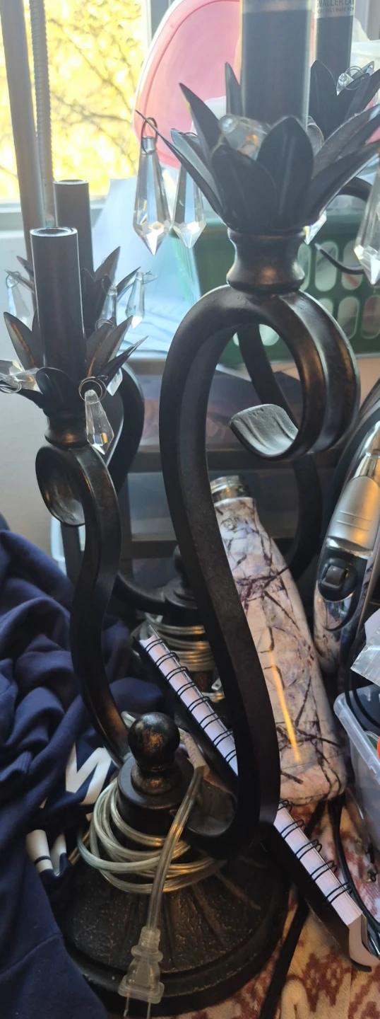 Black Metal Table Lamp with Crystal Accents