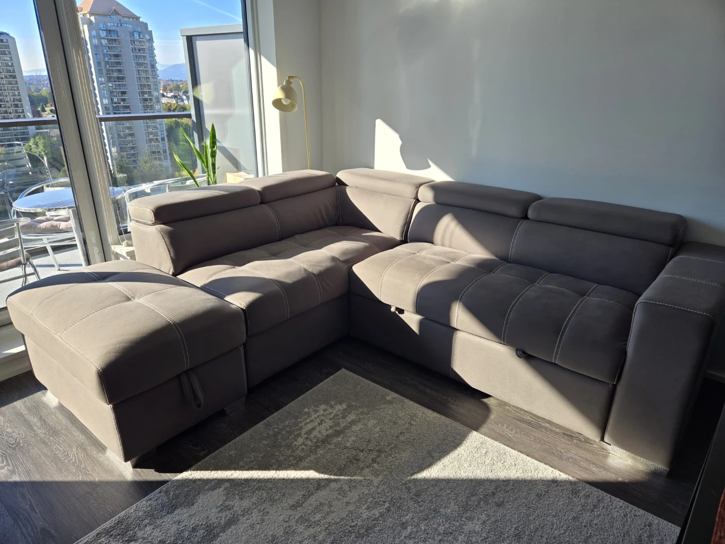 Grey L-Shaped Sectional Sofa Bed with Storage - photo 5