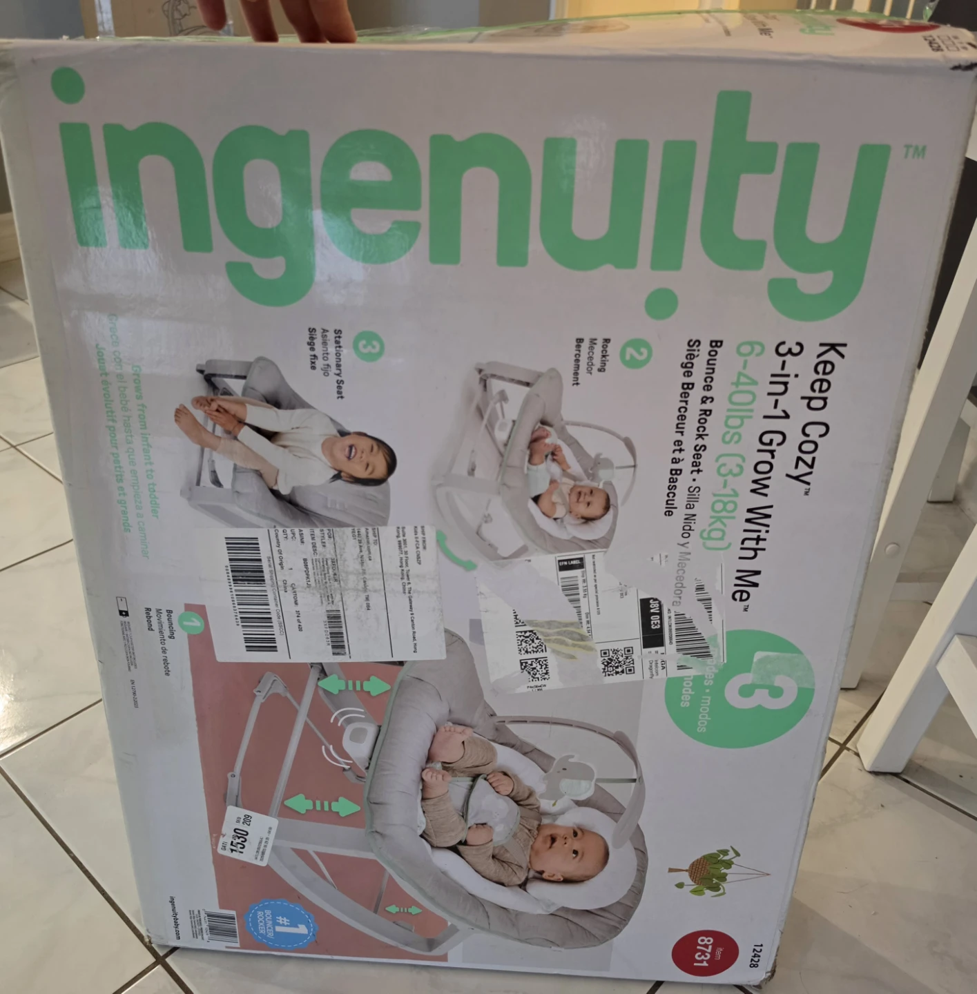 Ingenuity Keep Cozy 3-in-1 Grow With Me Bounce & Rock Seat