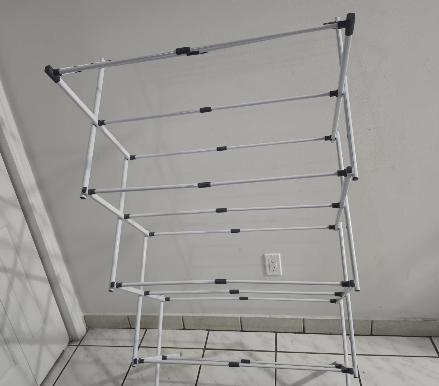 White metal drying rack