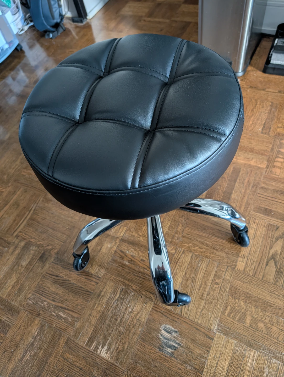 Black Rolling Stool