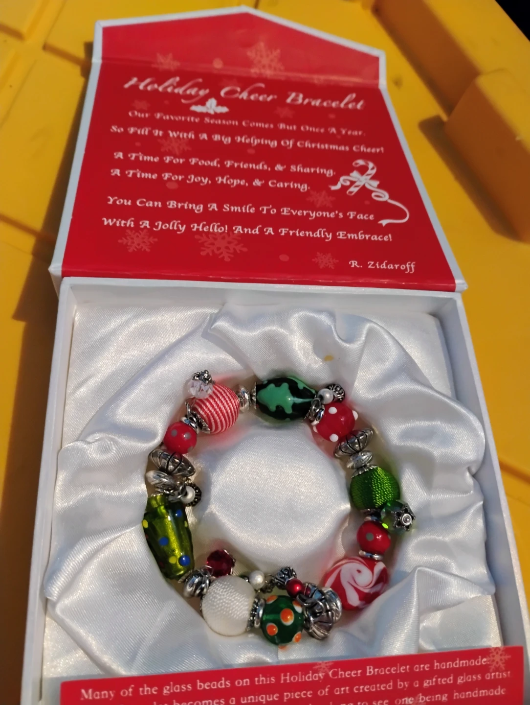 Holiday Cheer Handmade Glass Bead Bracelet