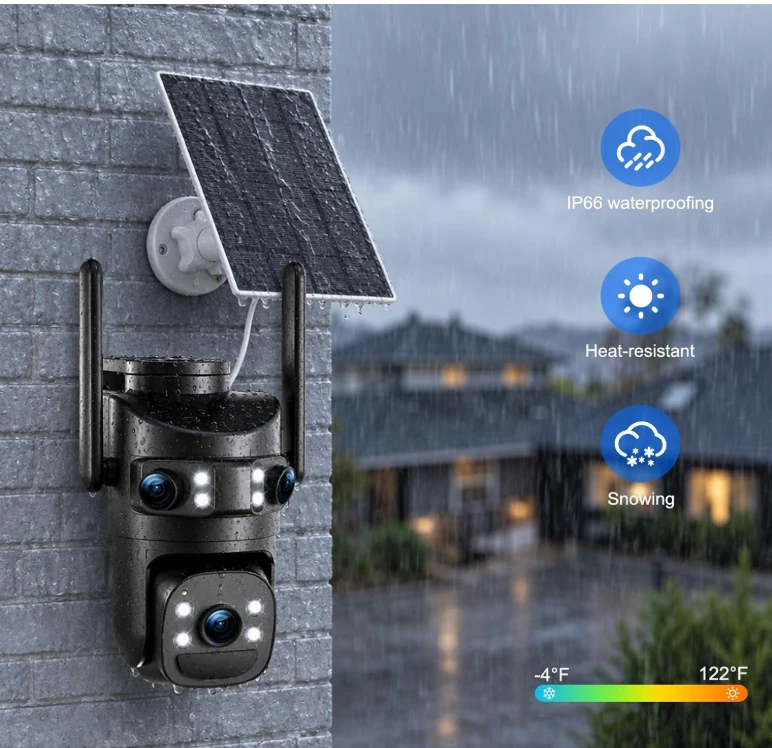 3-Lens Solar Security Camera with 360-degree View - photo 4