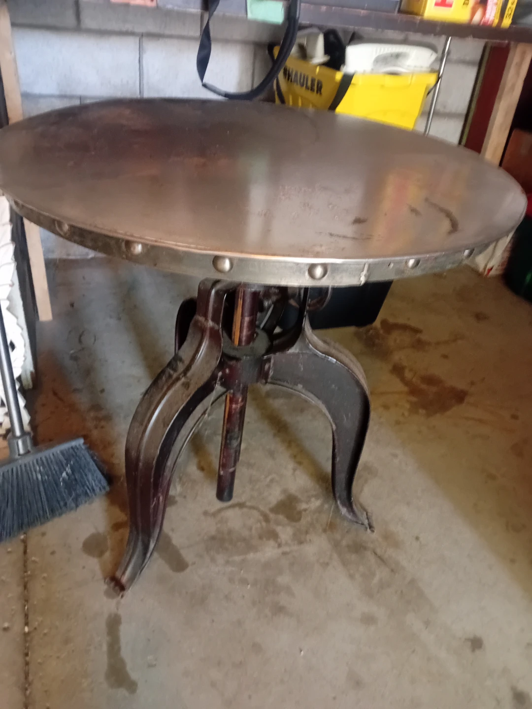Industrial Style Adjustable Round Side Table