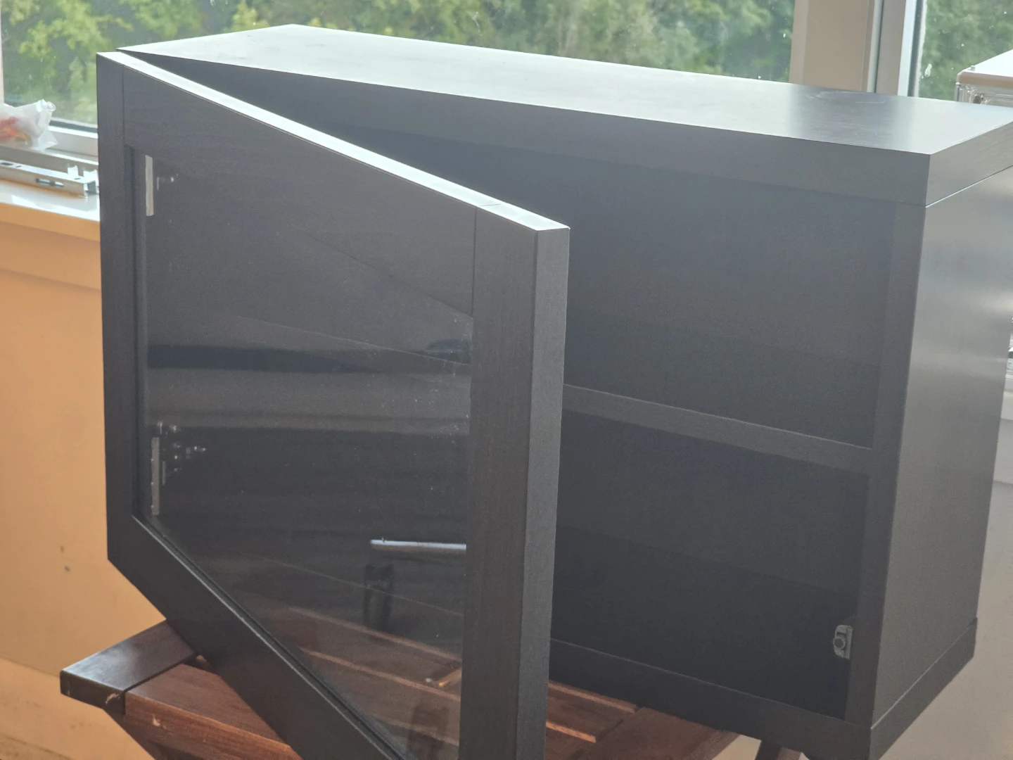 IKEA Black Wall Cabinet with Glass Door - photo 2