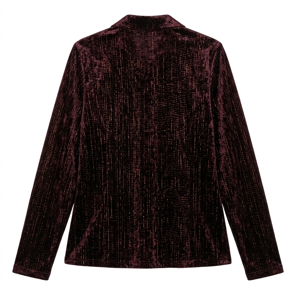 Qianhuiyi Velvet Rhinestone Polo Shirt - photo 2