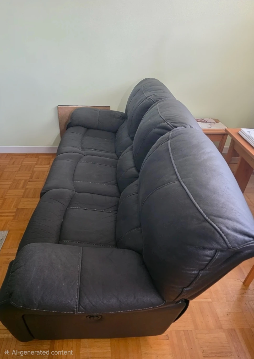 Black Leather Reclining Sofa - photo 2