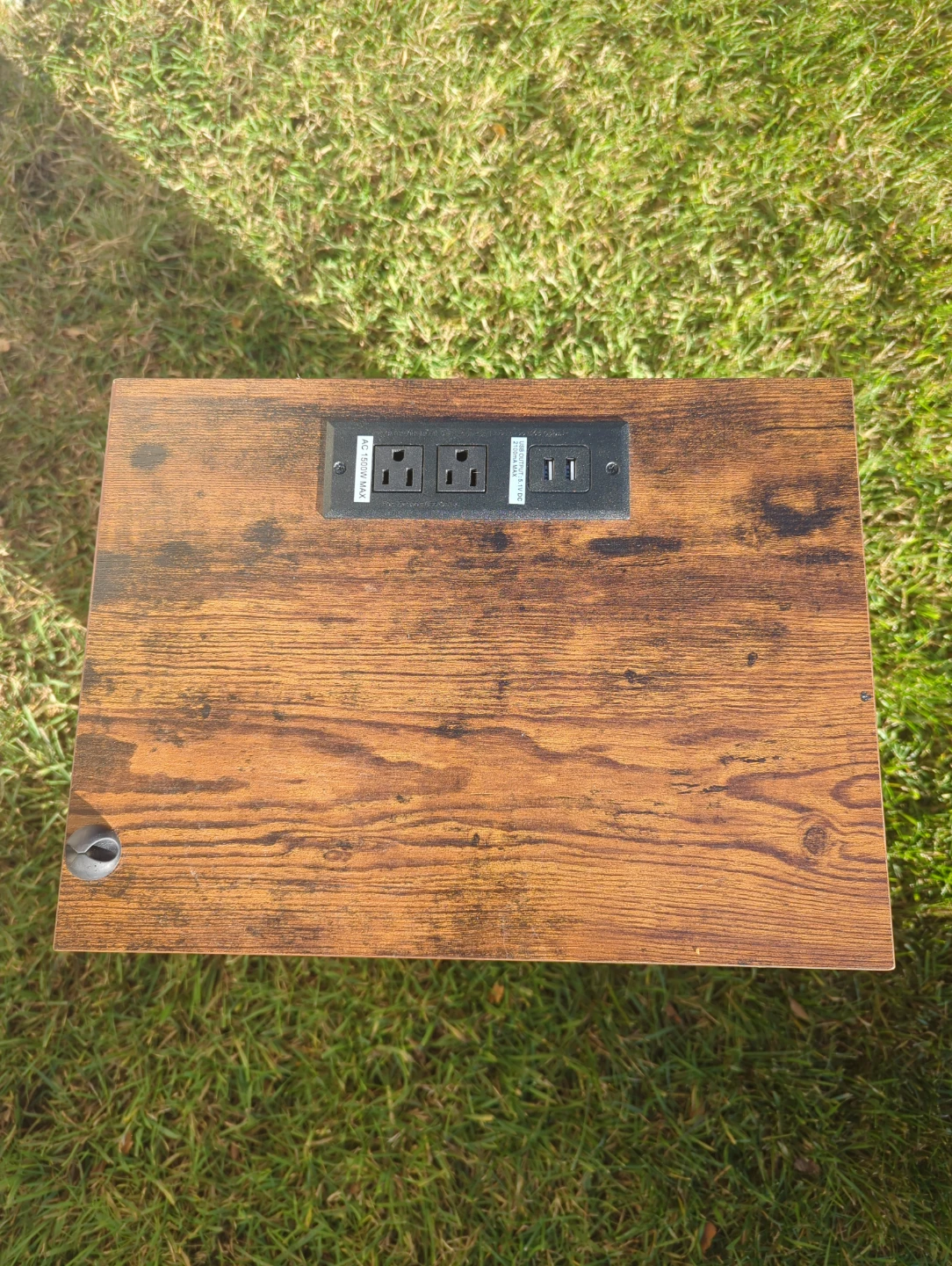 Rustic Bedside Table with Power Outlets - photo 2