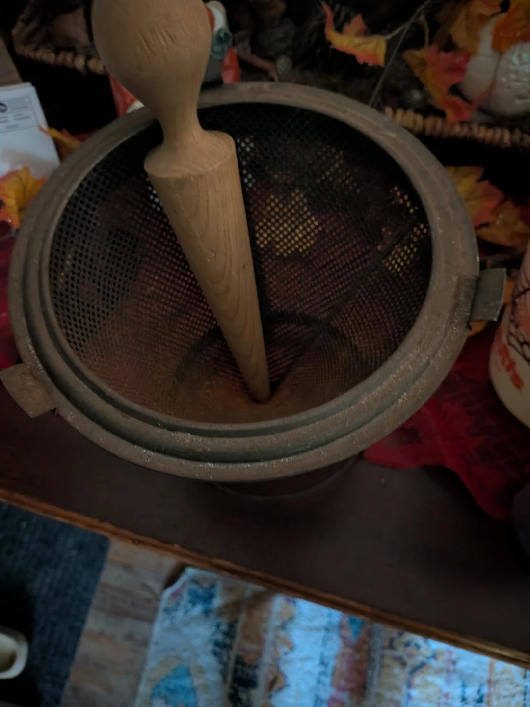Vintage Metal Food Mill with Wooden Pestle - photo 3