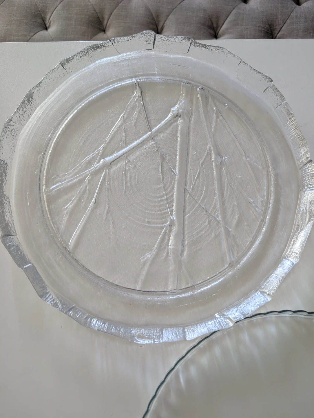 Set of 3 Clear Glass Serving Trays and Plates - photo 3
