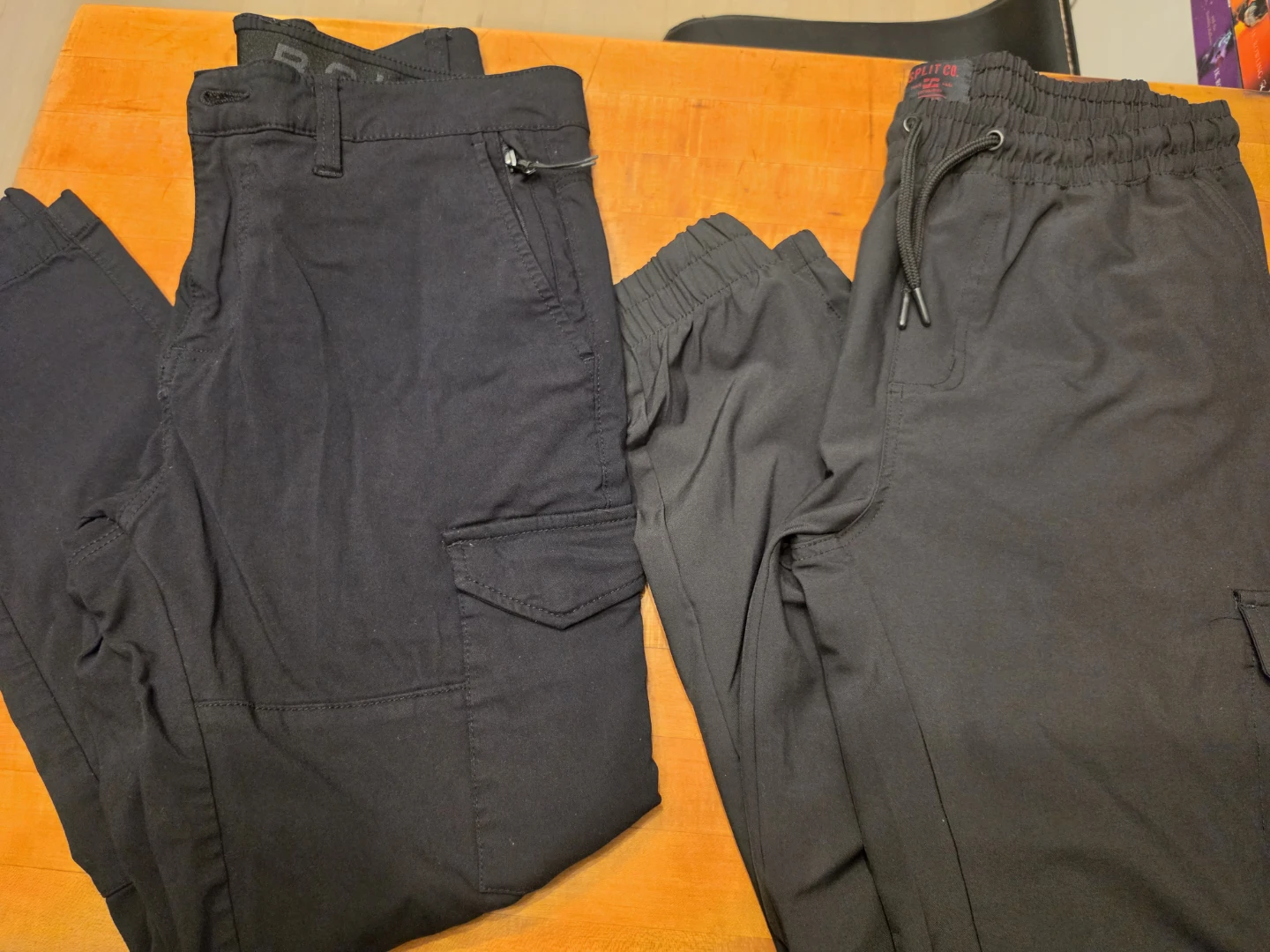 Two Pairs of Black Cargo Joggers