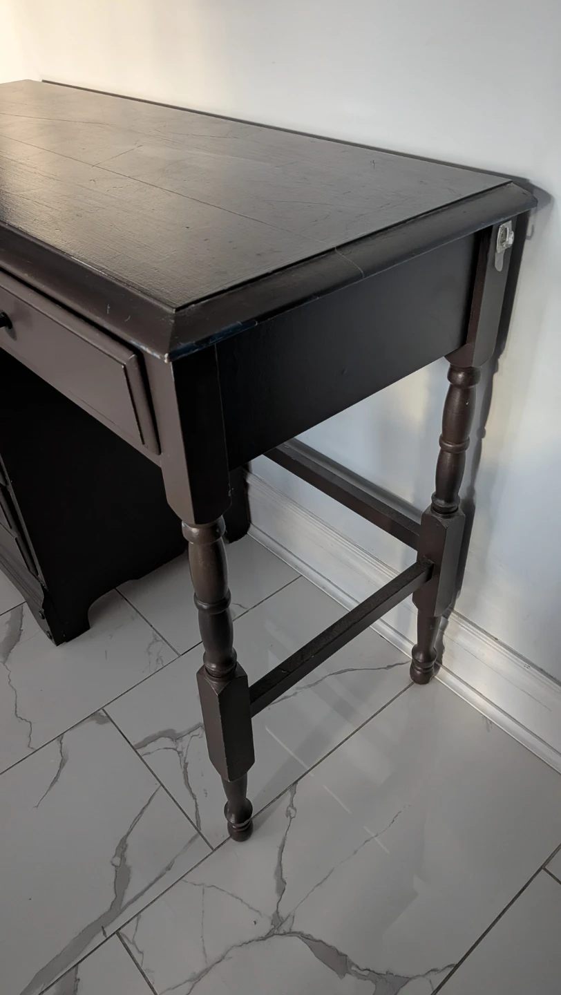 Dark Brown Writing Desk with Drawers - photo 3