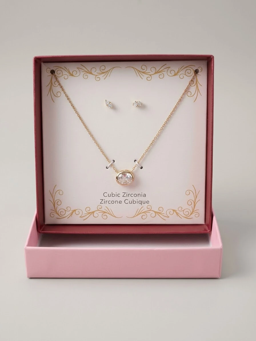 Cubic Zirconia Necklace and Earring Set - photo 2